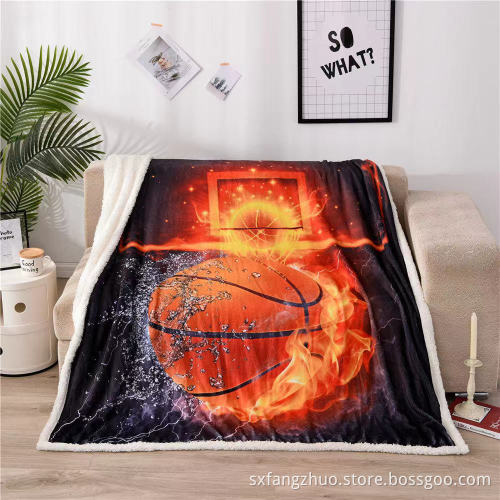 double-deck couch throw blanket with basketball